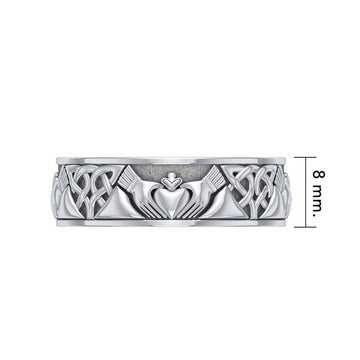 Celtic Claddagh Silver Spinner Ring TRI768 - Jewelry